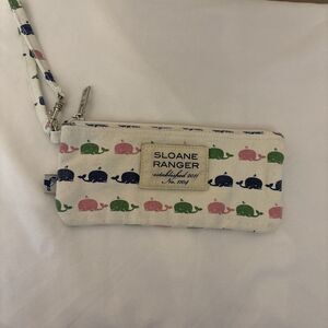 Sloane Ranger whale print zippered wristlet